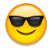Le smiley qui porte des lunettes de soleil
